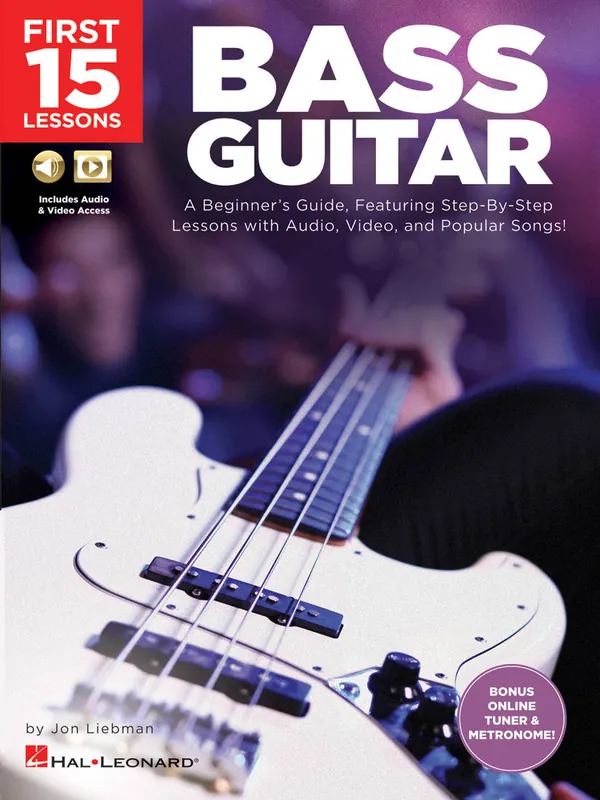Hal Leonard First 15 Lessons Bass Guitar - Liebman - Book/Media Online Acheter Direct