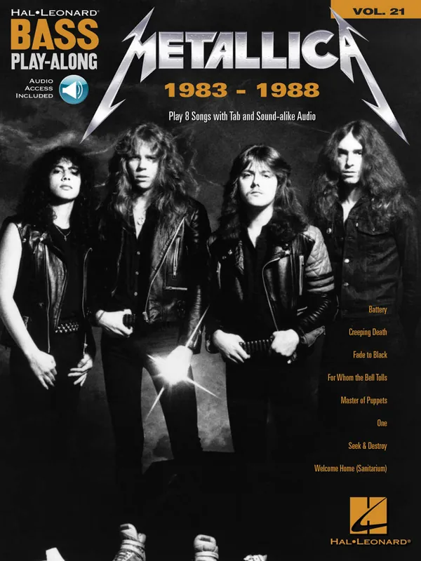 Hal Leonard Metallica 1983-1988 Bass Play-Along Volume 21 - Bass Guitar TAB - Book/Audio Online Paiement Sécurisé