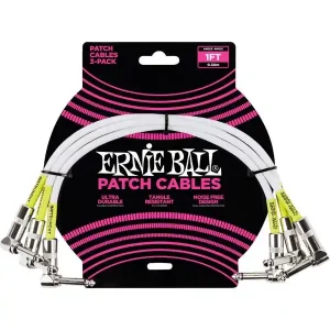 ERNIE BALL 6055 CABLE PATCH COUDÉ BLANC 30 cm - Lot de 3 Jusqu'à Épuisement Des Stocks