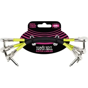 ERNIE BALL 6059 CABLE PATCH COUDÉ FIN NOIR 15 cm - Lot de 3 Prix Réduit