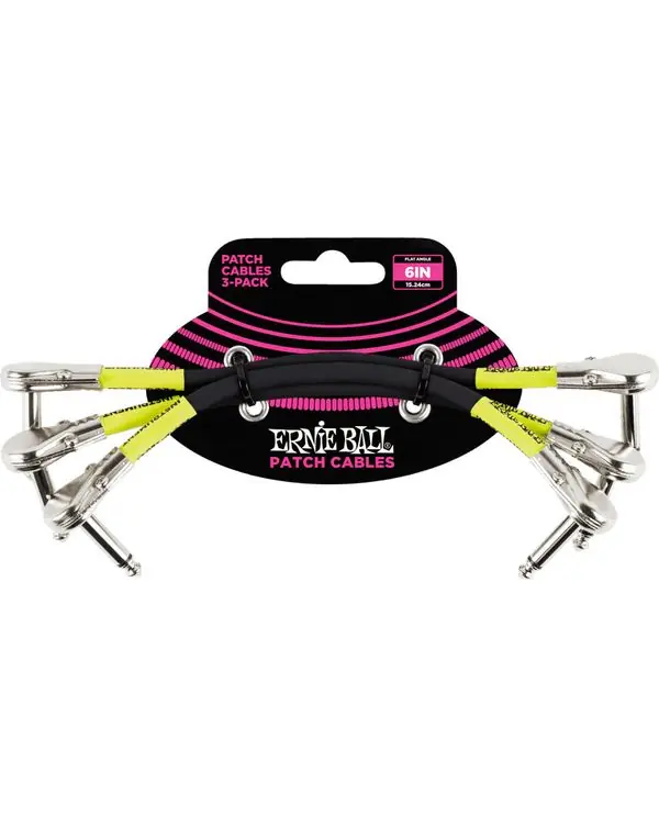 ERNIE BALL 6059 CABLE PATCH COUDÉ FIN NOIR 15 cm - Lot de 3 Prix Réduit