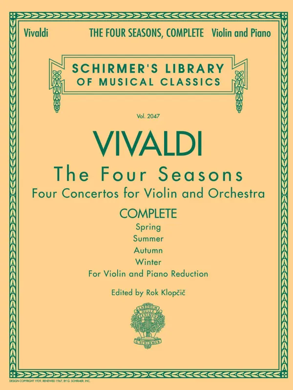 G. Schirmer Inc. The Four Seasons, Complete - Vivaldi/Klopcic - Violin/Piano - Book Petit Prix