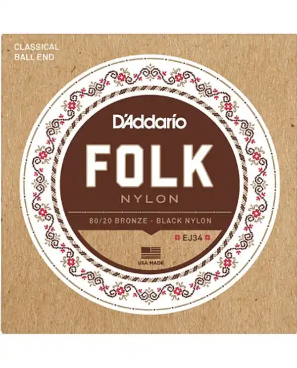 D‘ADDARIO EJ34 "FOLK NYLON" JEU DE CORDES NYLON NOIRE GUITARE FOLK Offre Exclusive
