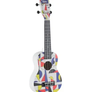 Achat Immédiat GEWA MANOA W-SO-BWR UKULELE SOPRANO MONDRIAN CARRÉ BLANC 2 + housse