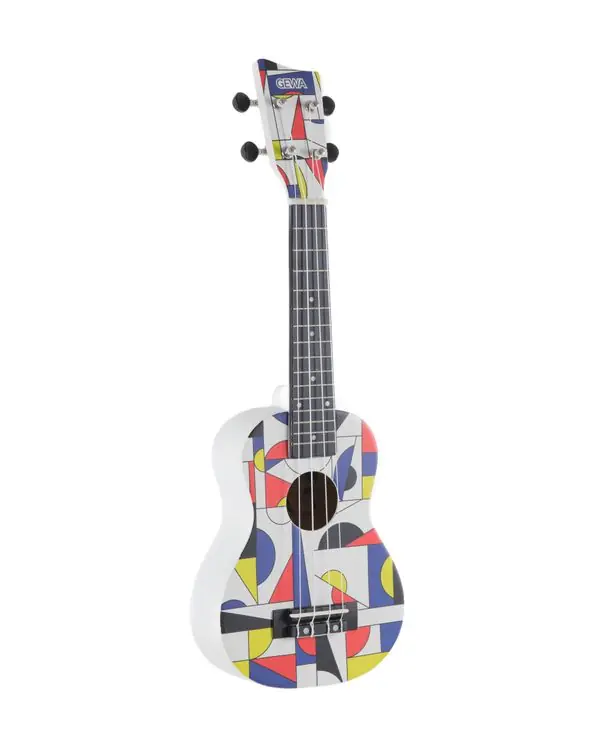 Achat Immédiat GEWA MANOA W-SO-BWR UKULELE SOPRANO MONDRIAN CARRÉ BLANC 2 + housse