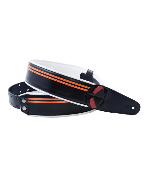 Livraison Express RIGHTON STRAPS RACE-HD COURROIE GUITARE CUIR VEGAN NOIR & ORANGE