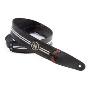 Satisfait Ou Remboursé YAMAHA RIGRACEIVO "RACE BLACK&IVORY" COURROIE GUITARE CUIR VEGAN NOIR