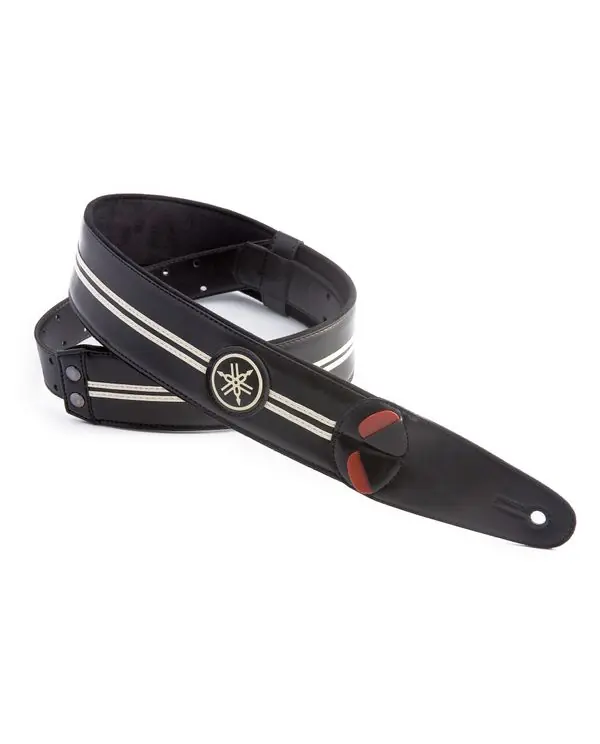 Satisfait Ou Remboursé YAMAHA RIGRACEIVO "RACE BLACK&IVORY" COURROIE GUITARE CUIR VEGAN NOIR