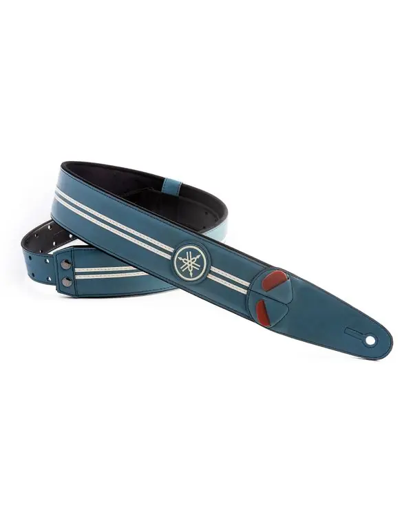 YAMAHA RIGRACETEA "RACE TEAL" COURROIE GUITARE CUIR VEGAN BLEU Nouvelle Collection