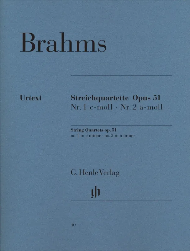 Expédié Aujourd'hui G. Henle Verlag String Quartets, Op. 51, No. 1 in C minor & No. 2 in A minor - Brahms/Reiser - String Quartets - Parts Set