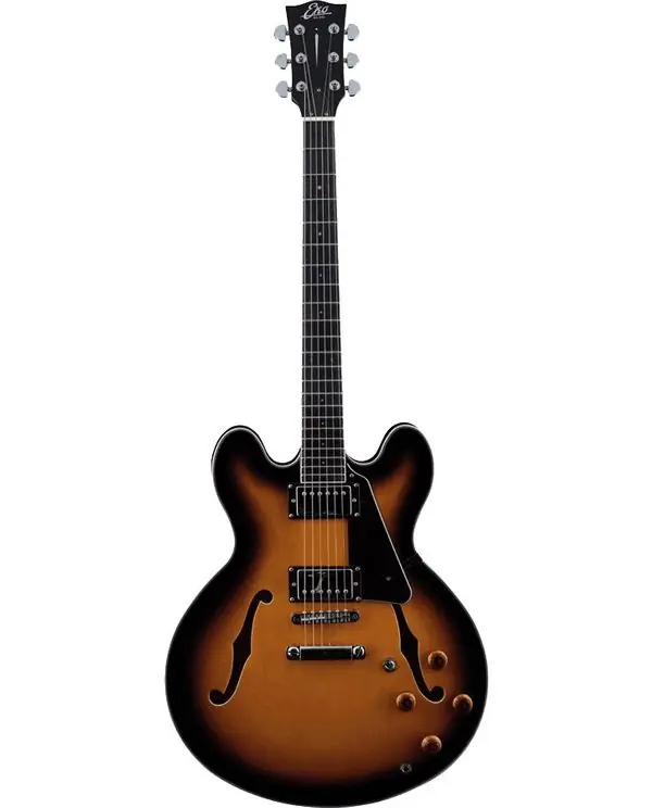 Meilleur Choix EKO SA350 GUITARE ELECTRIQUE HOLLOWBODY DOUBLE CUT SUNBURST