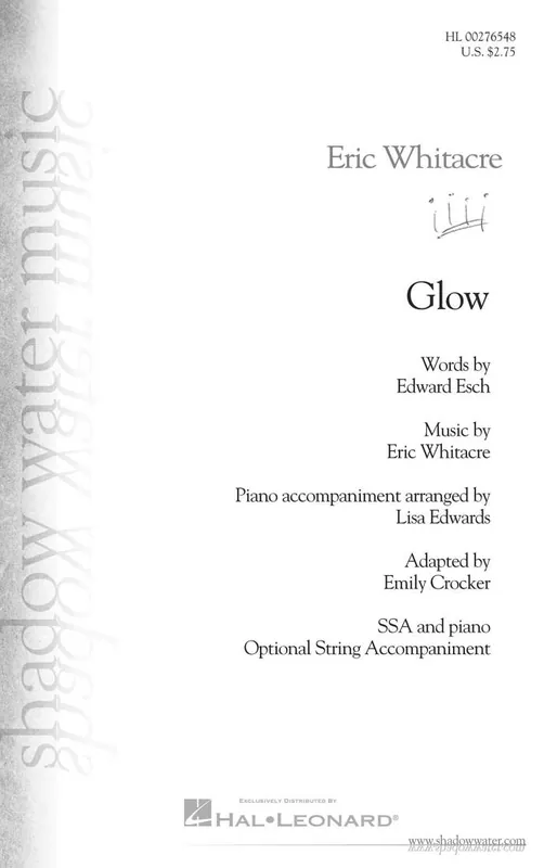 Shadow Water Music Glow - Whitacre/Crocker - Choral Octavo - SSA Accompanied Meilleur Choix