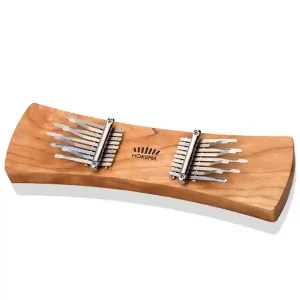 Certifié HOKEMA TWIN DOUBLE KALIMBA 2 x 9 LAMES BLOC EN CERISIER NOIR MASSIF