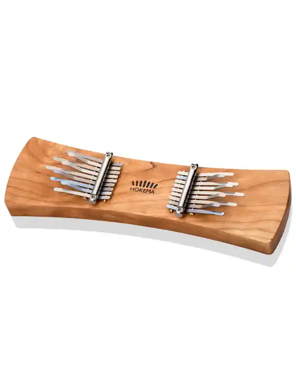 Certifié HOKEMA TWIN DOUBLE KALIMBA 2 x 9 LAMES BLOC EN CERISIER NOIR MASSIF