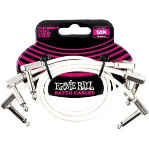 Offre Du Jour ERNIE BALL 6386 CABLE PATCH COUDÉ FIN ET PLAT BLANC 30 cm - Lot de 3