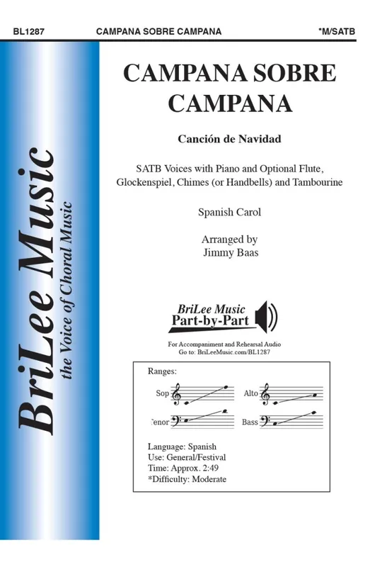 Vente Directe BriLee Music Publishing Campana sobre campana (Cancion de Navidad) - Spanish Carol/Baas - SATB