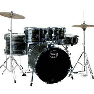Marque Mapex Comet 5-Piece Drum Kit (22,10,12,16,SD) with Cymbals and Hardware - Ebony Yellow Grain