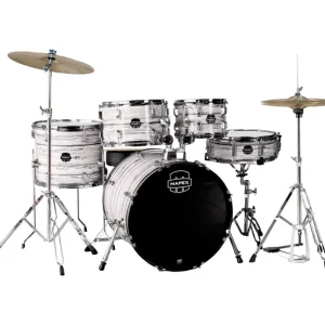 Mapex Comet 5-Piece Drum Kit (22,10,12,16,SD) with Cymbals and Hardware - White Marble Meilleur Choix