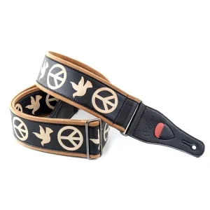 RIGHTON STRAPS LEGEND PEACE & DOVE COURROIE GUITARE CUIR VEGAN NOIR Bon Marché