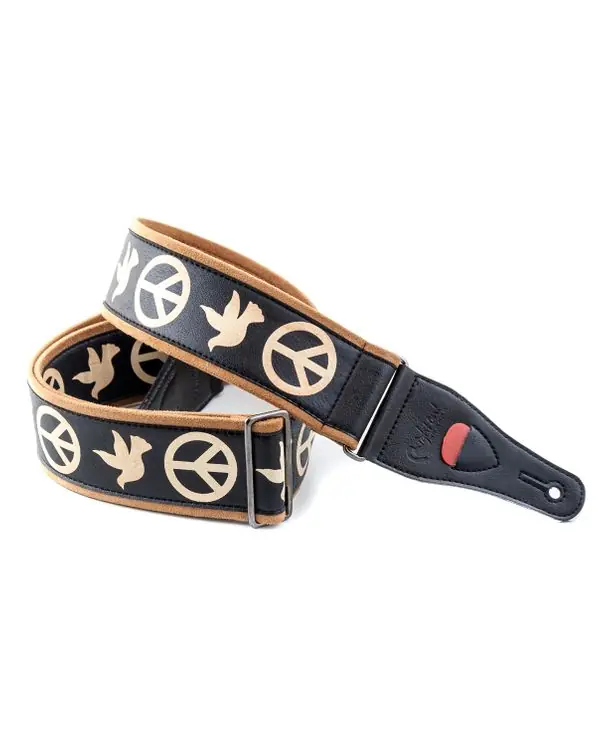 RIGHTON STRAPS LEGEND PEACE & DOVE COURROIE GUITARE CUIR VEGAN NOIR Bon Marché