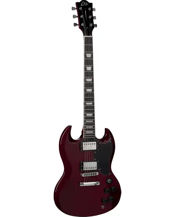 Commande En Gros EKO DV10-RED GUITARE ELECTRIQUE TYPE "SG" TRANSPARENT RED