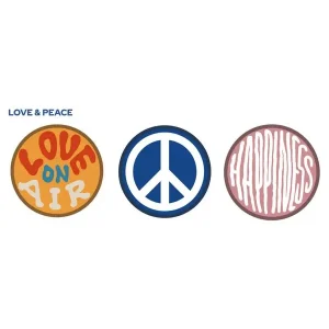 RITTER RXBDG12-LNP LOT DE 3 BADGES POUR HOUSSE MOTIF LOVE AND PEACE Haute Qualité