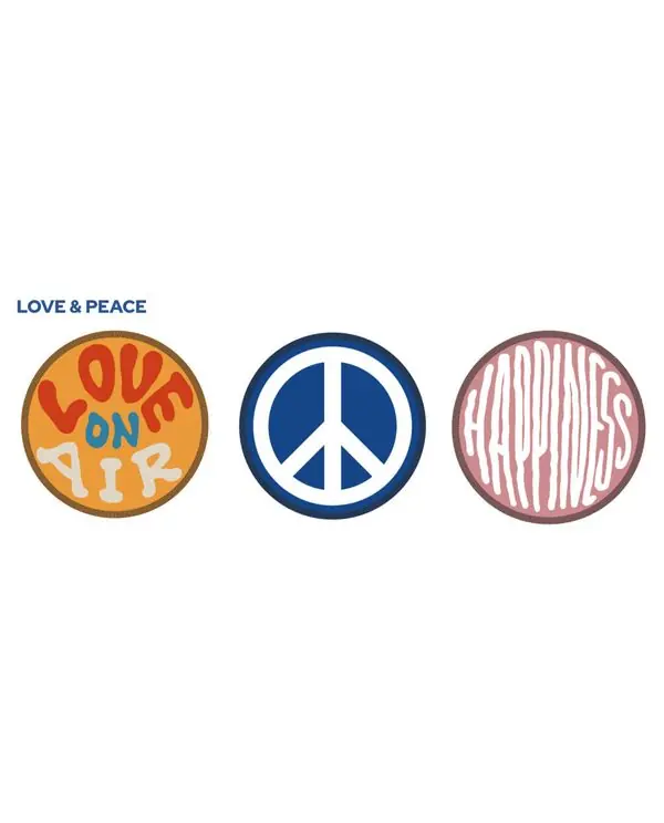 RITTER RXBDG12-LNP LOT DE 3 BADGES POUR HOUSSE MOTIF LOVE AND PEACE Haute Qualité