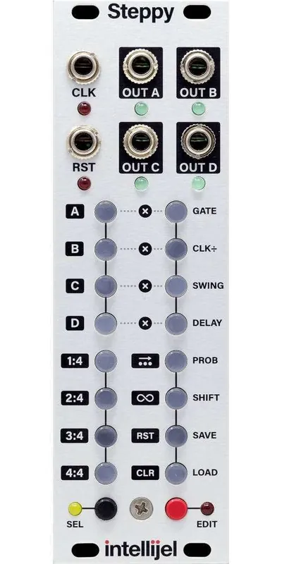 Promotion Saisonnière Intellijel Steppy 4-Track 64-Step Programmable Gate Sequencer