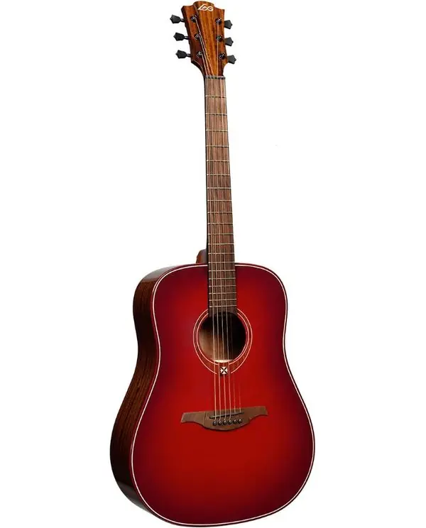 LAG T-RED-A "TRAMONTANE" GUITARE FOLK AUDITORIUM RED BURST Top Vente