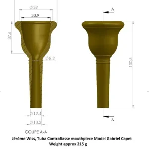 Expédition Rapide JEROME WISS "GABRIEL CAPET" EMBOUCHURE TUBA C.BASSE Ut/Sib ARGENTEE