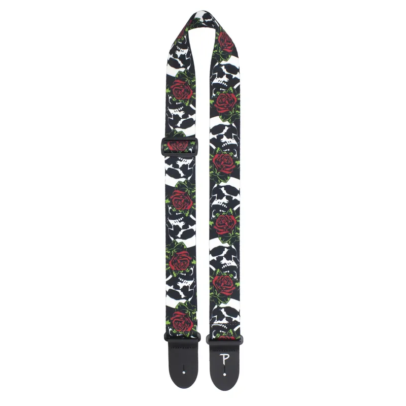 Achat Immédiat Perri‘s Leathers Ltd 2‘‘ Polyester Guitar Strap - Skull & Roses