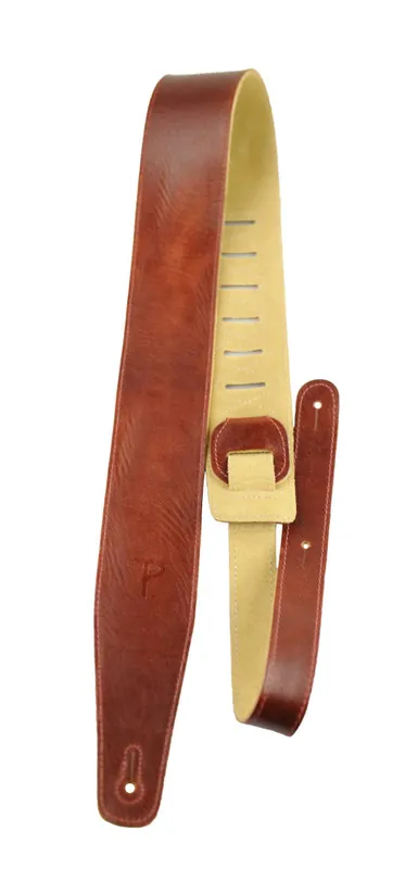 Perri‘s Leathers Ltd 2.5‘‘ Top Grain Italian Leather Guitar Strap - Rust Acheter Direct
