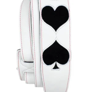 Marque Perri‘s Leathers Ltd 2.5‘‘ White Garment Leather Guitar Strap with Poker Cut Out