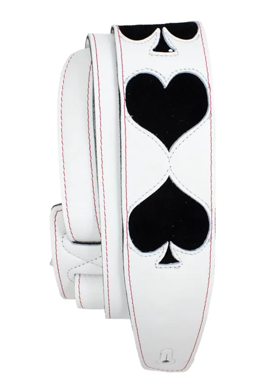 Marque Perri‘s Leathers Ltd 2.5‘‘ White Garment Leather Guitar Strap with Poker Cut Out