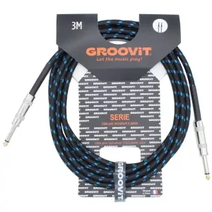 Petit Prix GROOVIT CABLE JACK MONO / JACK MONO TRESSÉ NOIR & BLEU - 3m