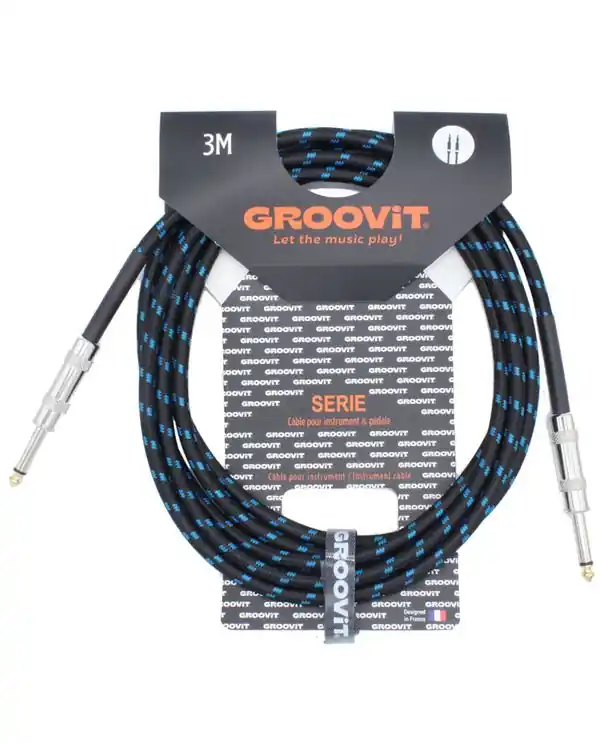 Petit Prix GROOVIT CABLE JACK MONO / JACK MONO TRESSÉ NOIR & BLEU - 3m