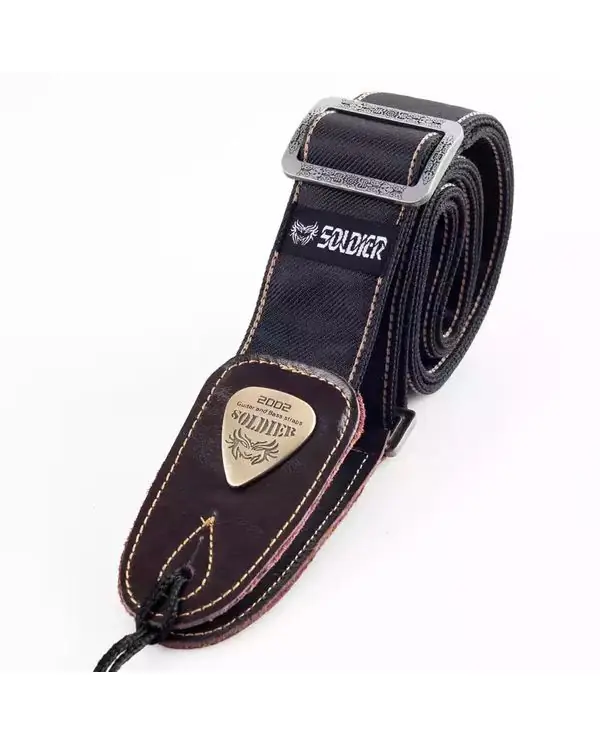 SOLDIER 131002 COURROIE GUITARE LUXE JEAN TISSÉ NOIR Produit De Marque