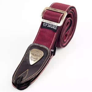 Produit De Marque SOLDIER 131003 COURROIE GUITARE LUXE JEAN TISSÉ ROUGE