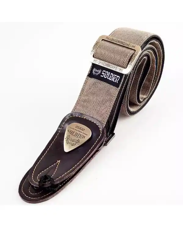 Authentique SOLDIER 131005 COURROIE GUITARE LUXE JEAN TISSÉ BEIGE