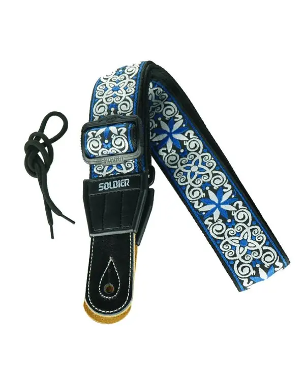 Seulement Aujourd'hui SOLDIER 134A COURROIE GUITARE JACQUARD COTON TISSÉ BLEU