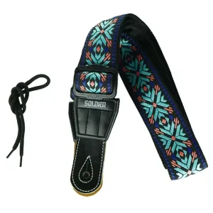 SOLDIER 134B COURROIE GUITARE JACQUARD COTON TISSÉ TURQUOISE Jusqu'à Épuisement Des Stocks