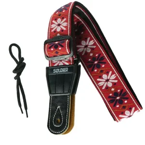 SOLDIER 134E COURROIE GUITARE JACQUARD COTON TISSÉ ROUGE Solde