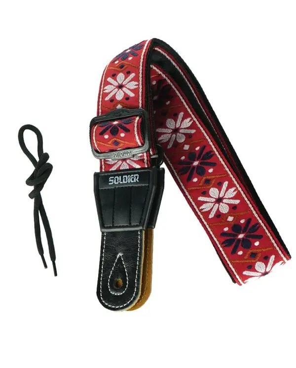 SOLDIER 134E COURROIE GUITARE JACQUARD COTON TISSÉ ROUGE Solde