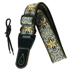 Nouvelle Collection SOLDIER 134F COURROIE GUITARE JACQUARD COTON TISSÉ JAUNE