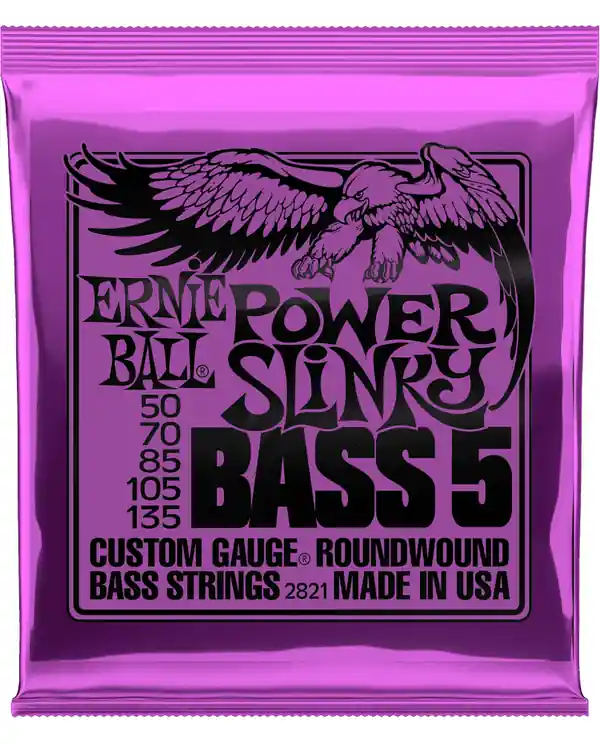 Prix Choc ERNIE BALL 2821 POWER SLINKY JEU BASSE ELECTRIQUE 5 CORDES 50-135