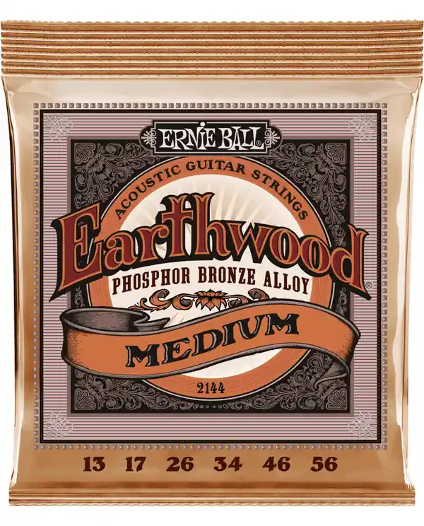 Quantité Limitée ERNIE BALL 2144 EARTHWOOD PHOSPHORE BRONZE MEDIUM JEU FOLK 13-56