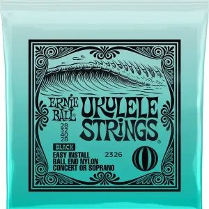 Expédition Rapide ERNIE BALL 2326 JEU UKULELE CONCERT/SOPRANO NYLON NOIR ï¿½ BOULE 28-4