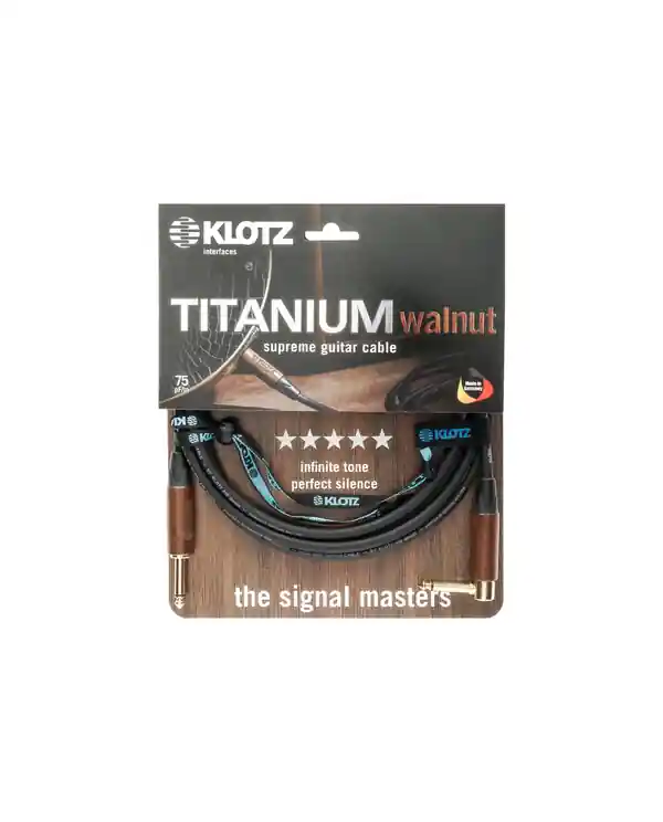 KLOTZ TIW0300PR "TITANIUM WALNUT" CABLE JACK MONO/JACK 90° 3m Paiement Sécurisé