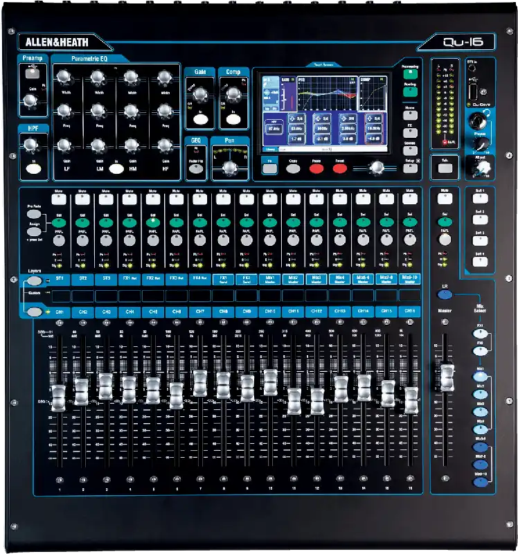 Commander Maintenant Allen & Heath QU-16 Console numérique 16 entrées micro rackable