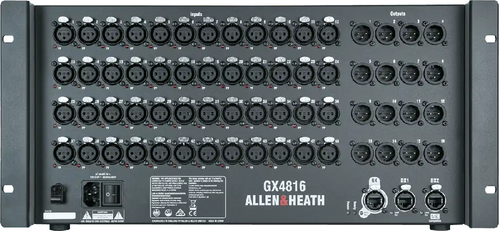 Commander Vite Allen & Heath GX4816 Boîtier de scène num 48kHz-96kHz Extension 48x16 XLR Analog